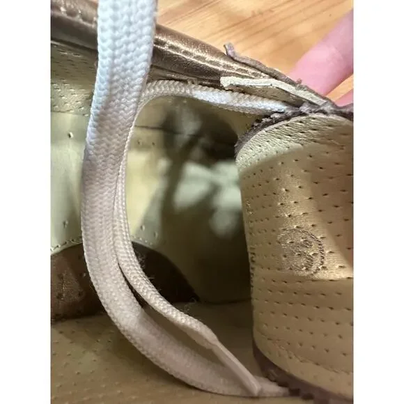 Aerogreen Leather Golf Shoes Women 10 Textured Metallic Woven Athletic Active - Picture 9 of 11